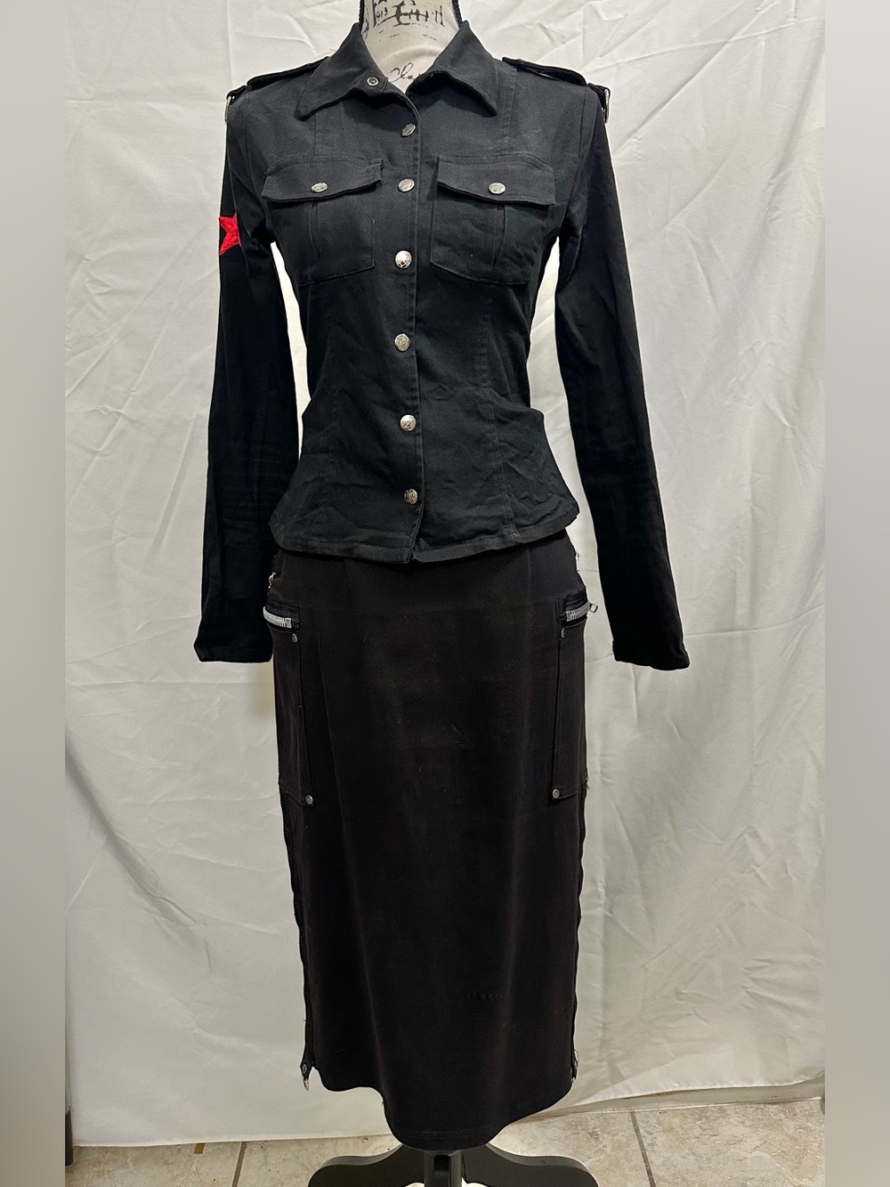 Vintage Lip Service Hot Topic Military Style Button Up Jacket Top sz M - Picture 8 of 11
